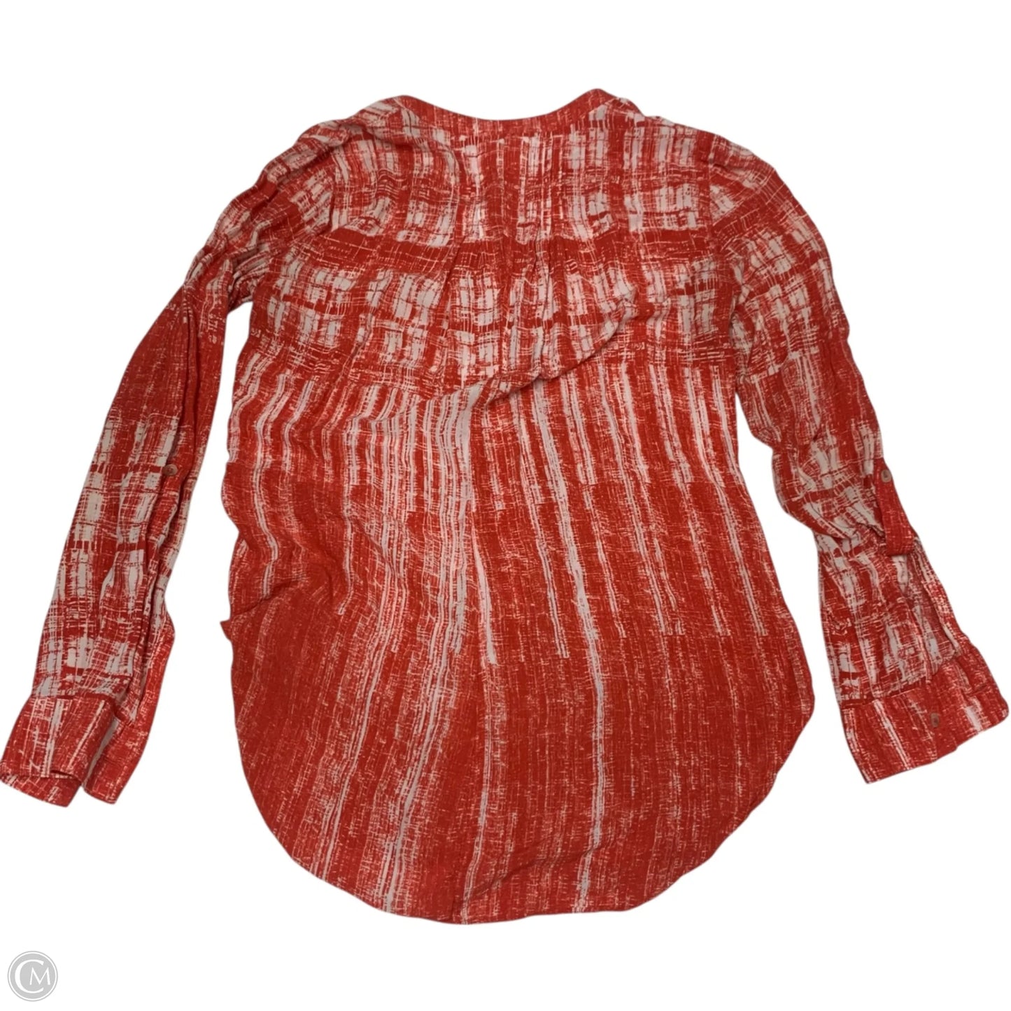 Top Long Sleeve By Maeve In Orange & White, Size: S