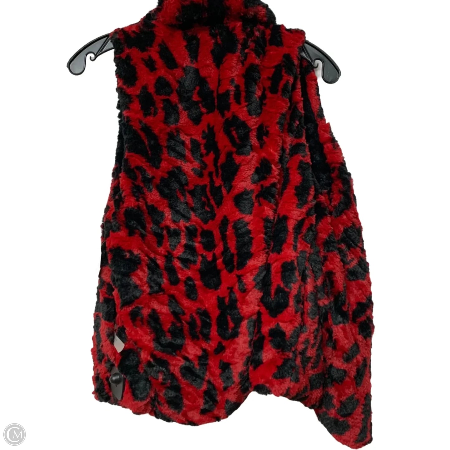 Vest Faux Fur & Sherpa By Onque In Black & Red, Size: M