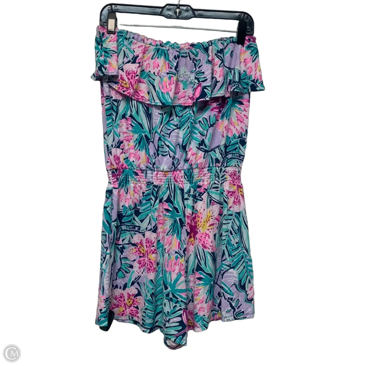 Romper Designer By Lilly Pulitzer In Green & Purple, Size: M