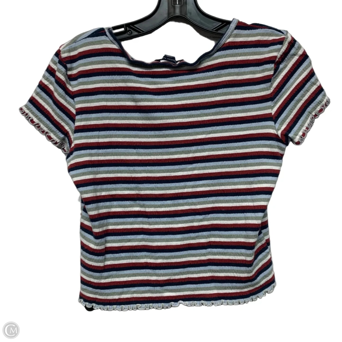 Top Short Sleeve By American Eagle In Striped Pattern, Size: S
