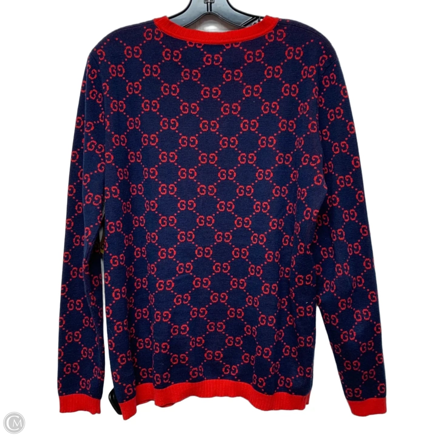 Sweater Cardigan Luxury Designer By Gucci In Blue & Red, Size: L