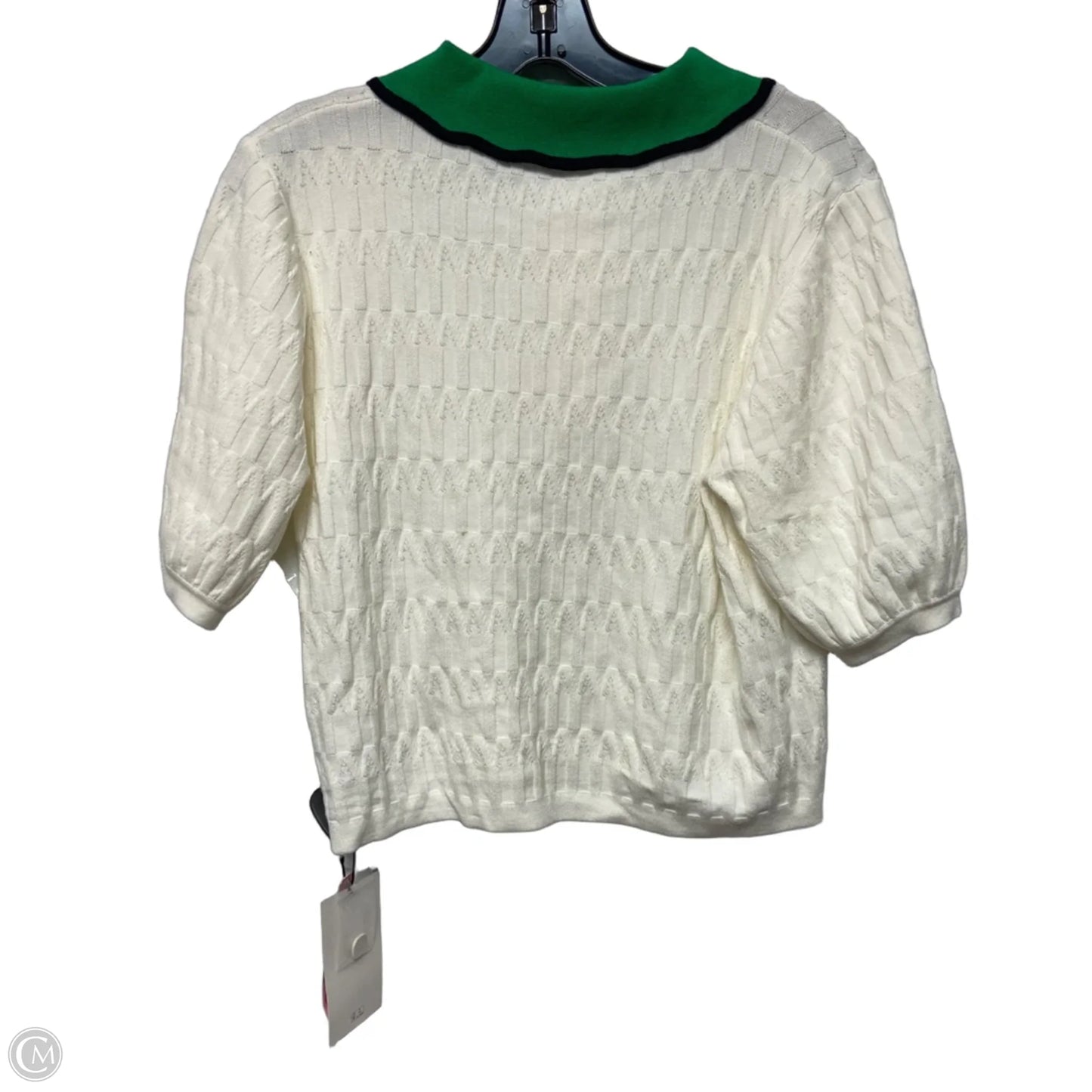 Top Short Sleeve By Cider In Cream & Green, Size: L
