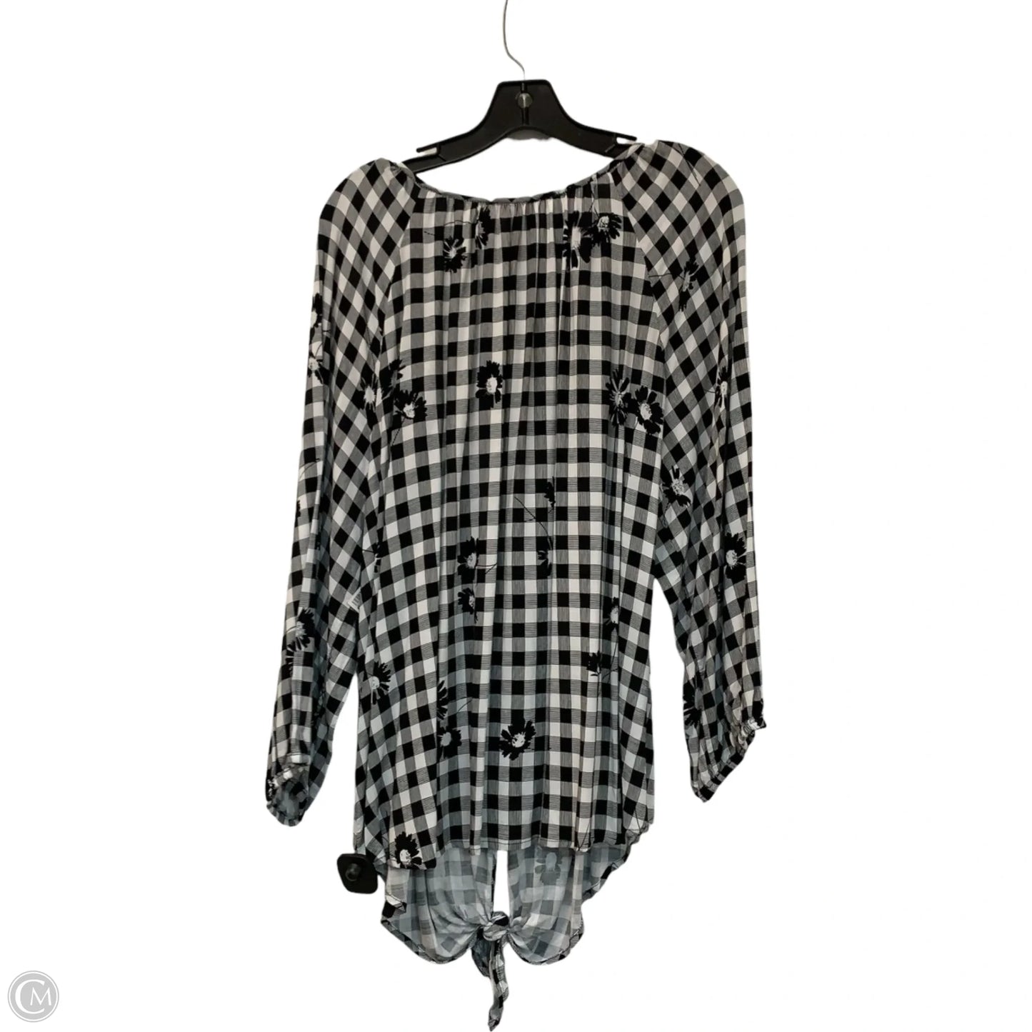 Top Long Sleeve By Allison Daley In Black & White, Size: 1x