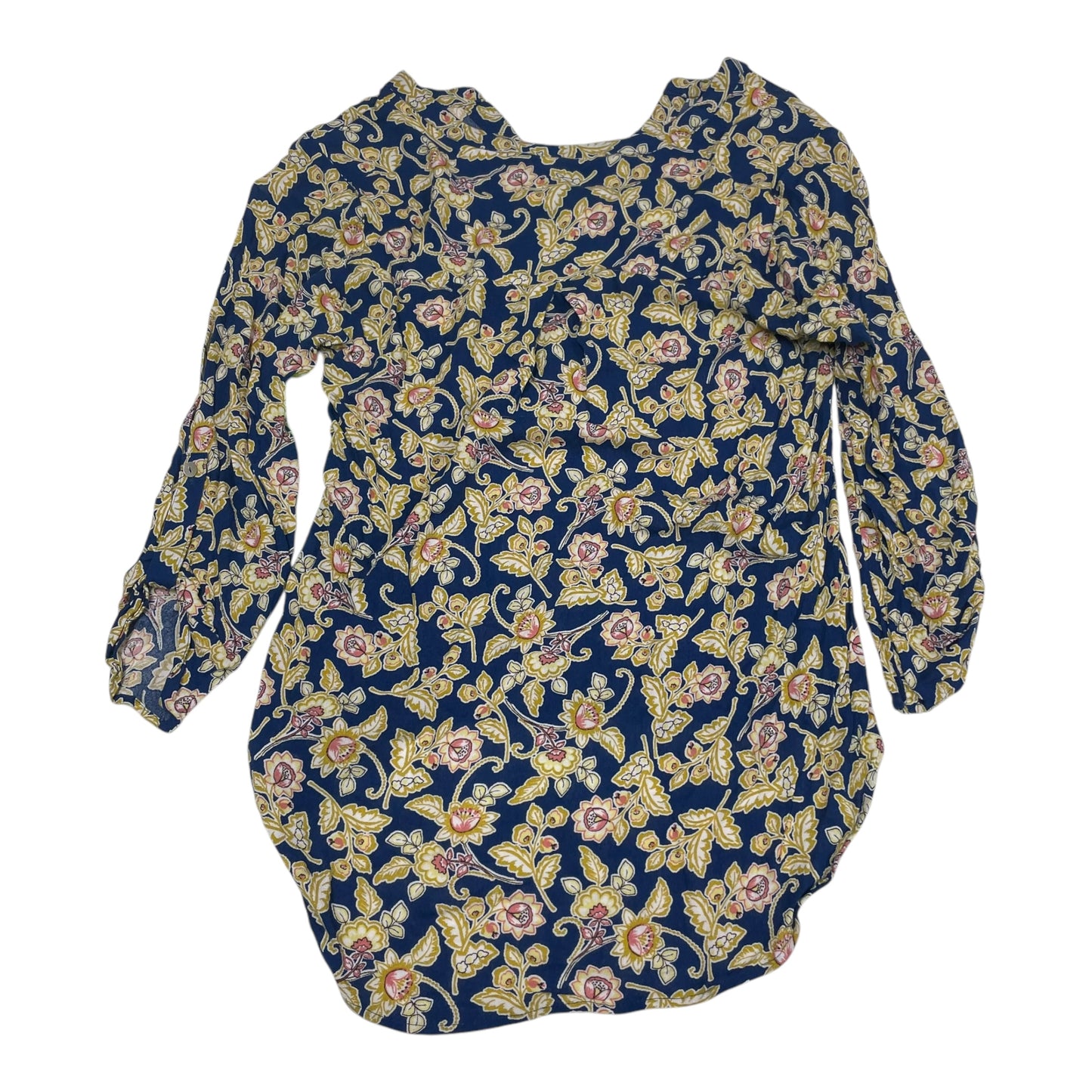 Tunic 3/4 Sleeve By Daniel Rainn In Blue & Yellow, Size: S