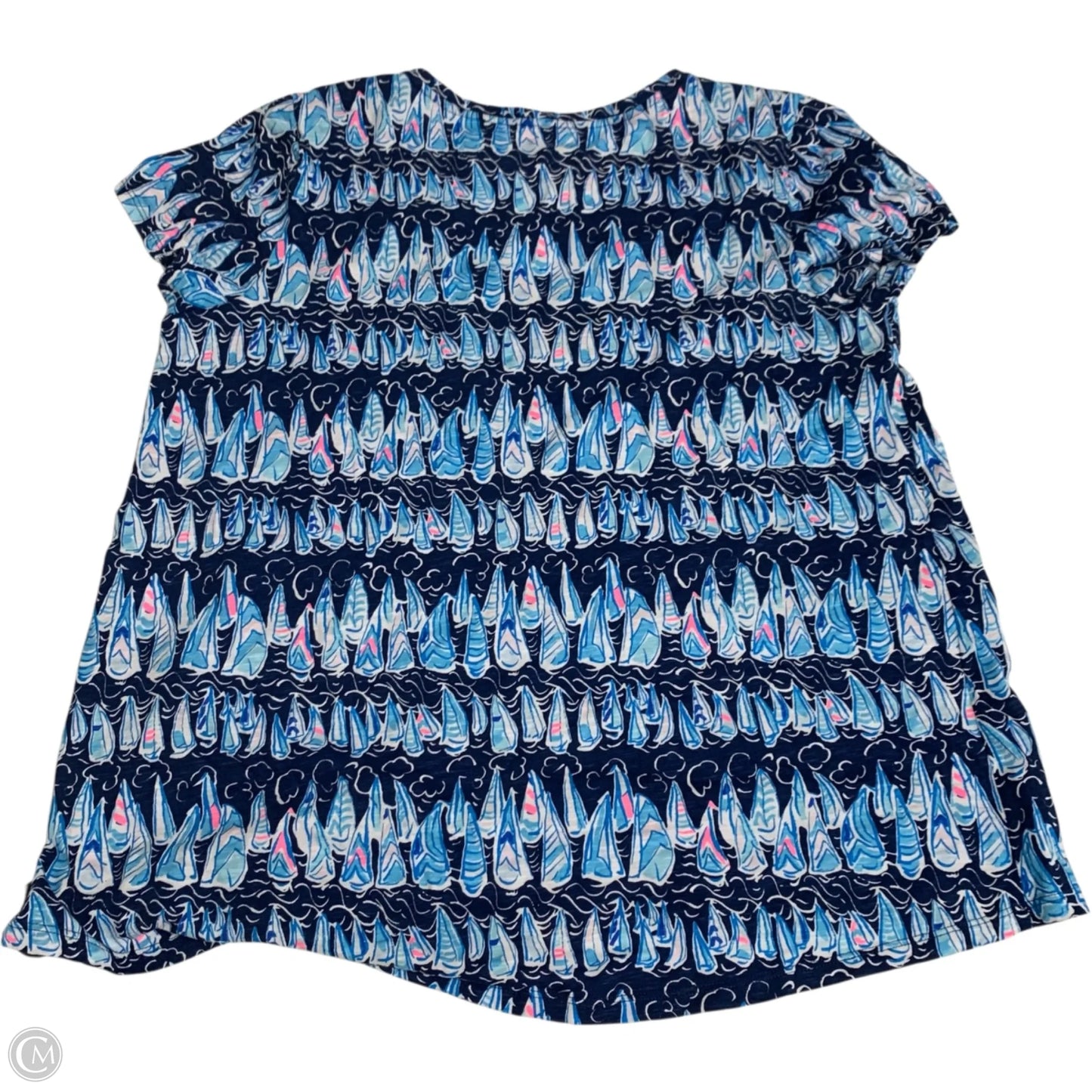 Top Short Sleeve Designer By Lilly Pulitzer In Blue, Size: Xl