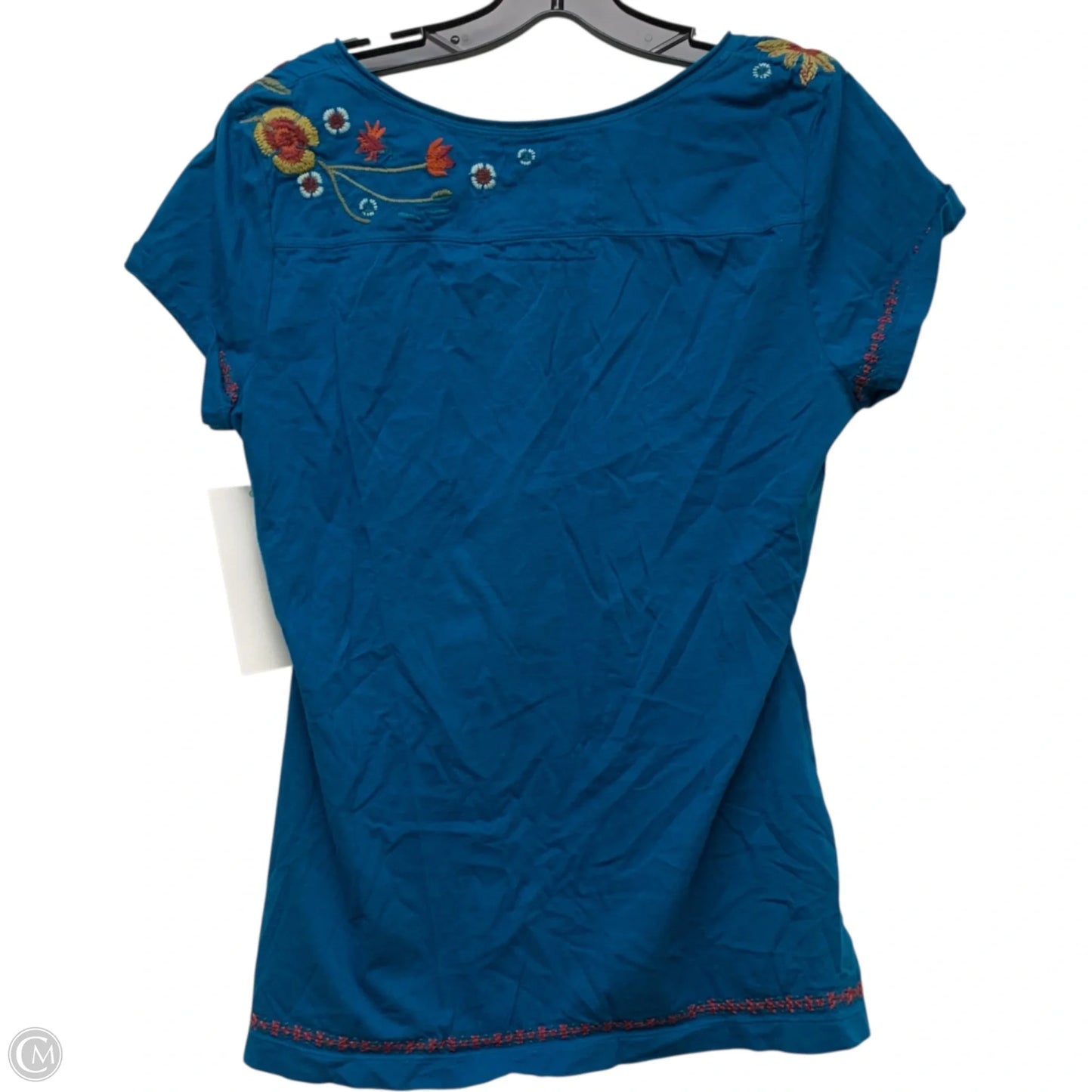 Top Short Sleeve Designer By Johnny Was In Blue, Size: L