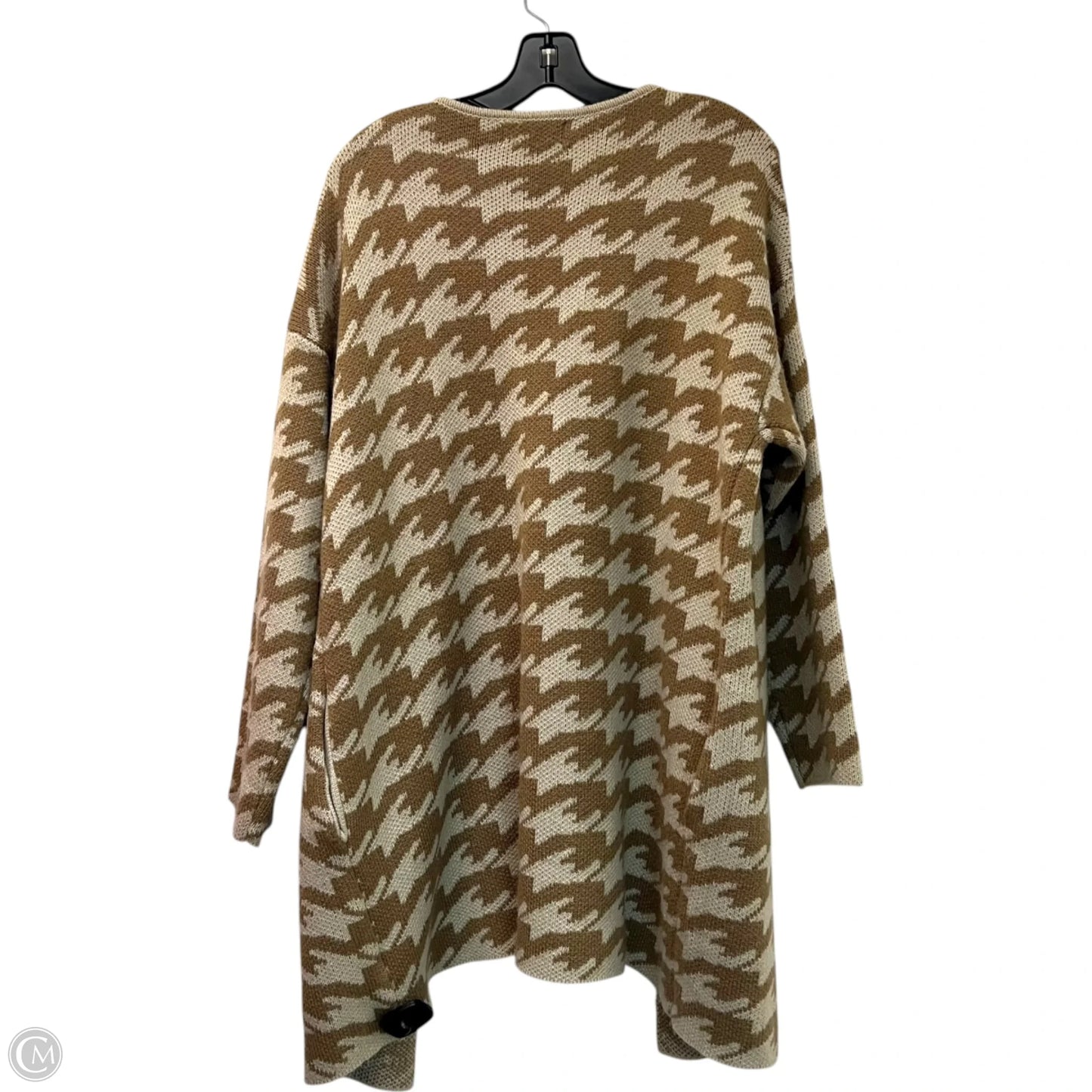 Sweater Cardigan By Sherry Taylor In Brown & Cream, Size: 3x