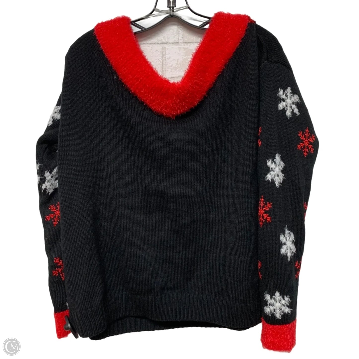 Sweater By Holiday Time In Black & Red, Size: L