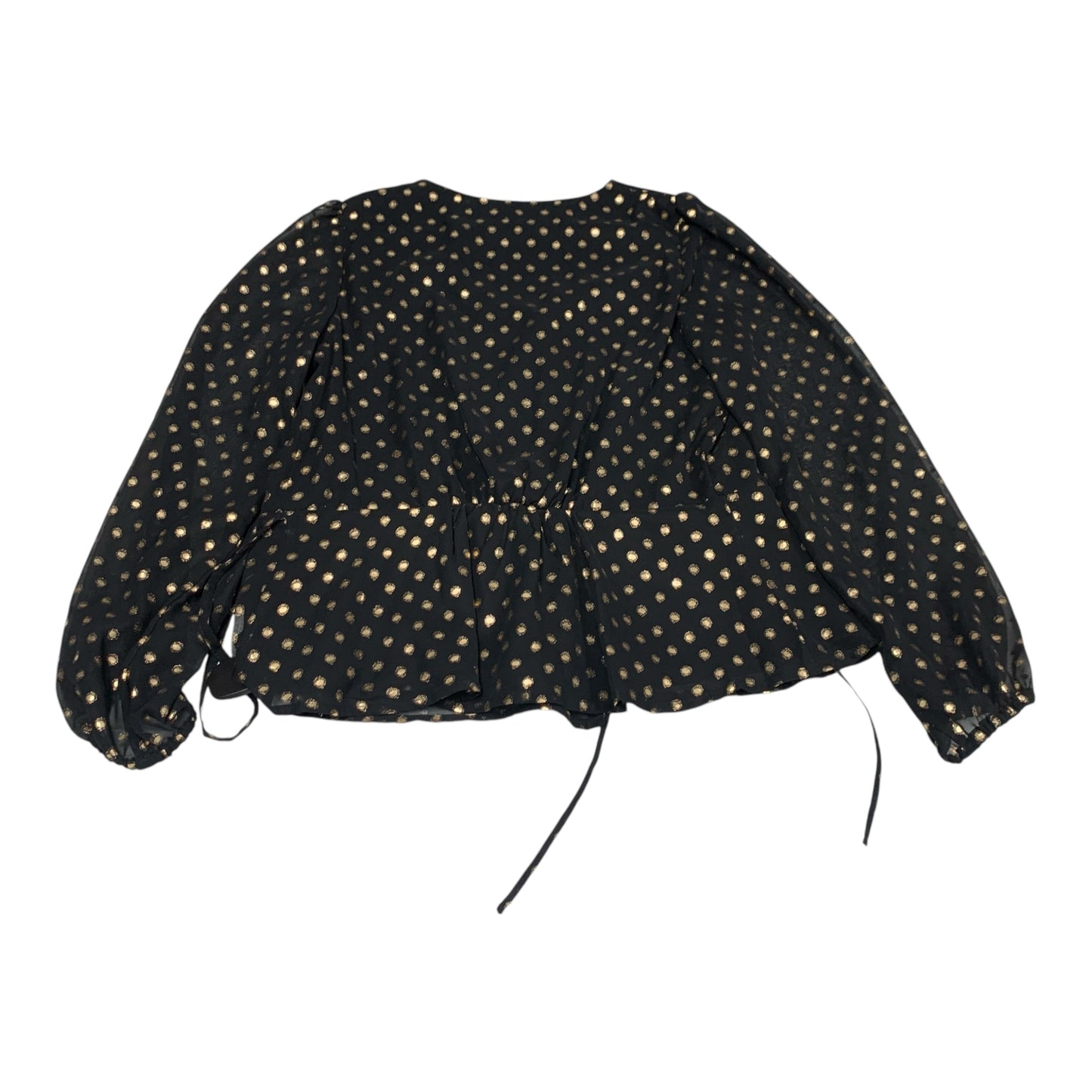 Blouse Long Sleeve By Banana Republic In Black & Gold, Size: M