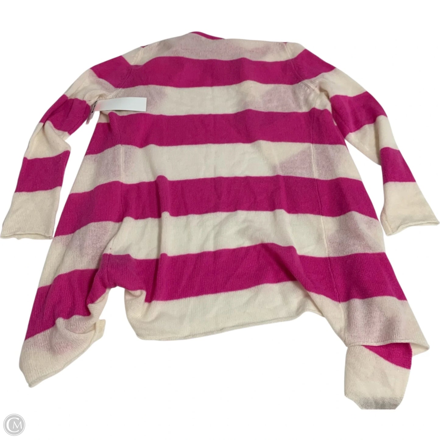 Cardigan Designer By Neiman Marcus In Pink & White, Size: L