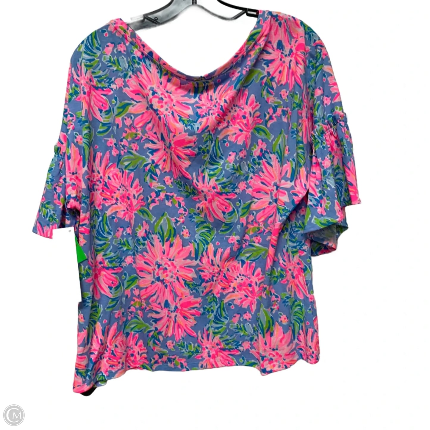 Top Short Sleeve Designer By Lilly Pulitzer In Blue & Pink, Size: Xl