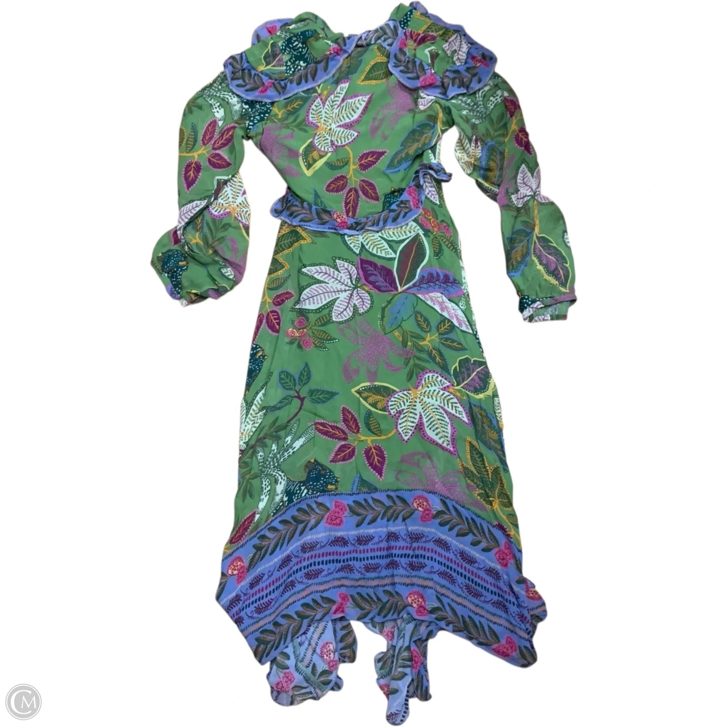 Dress Designer By Farm Rio In Green & Purple, Size: Xs