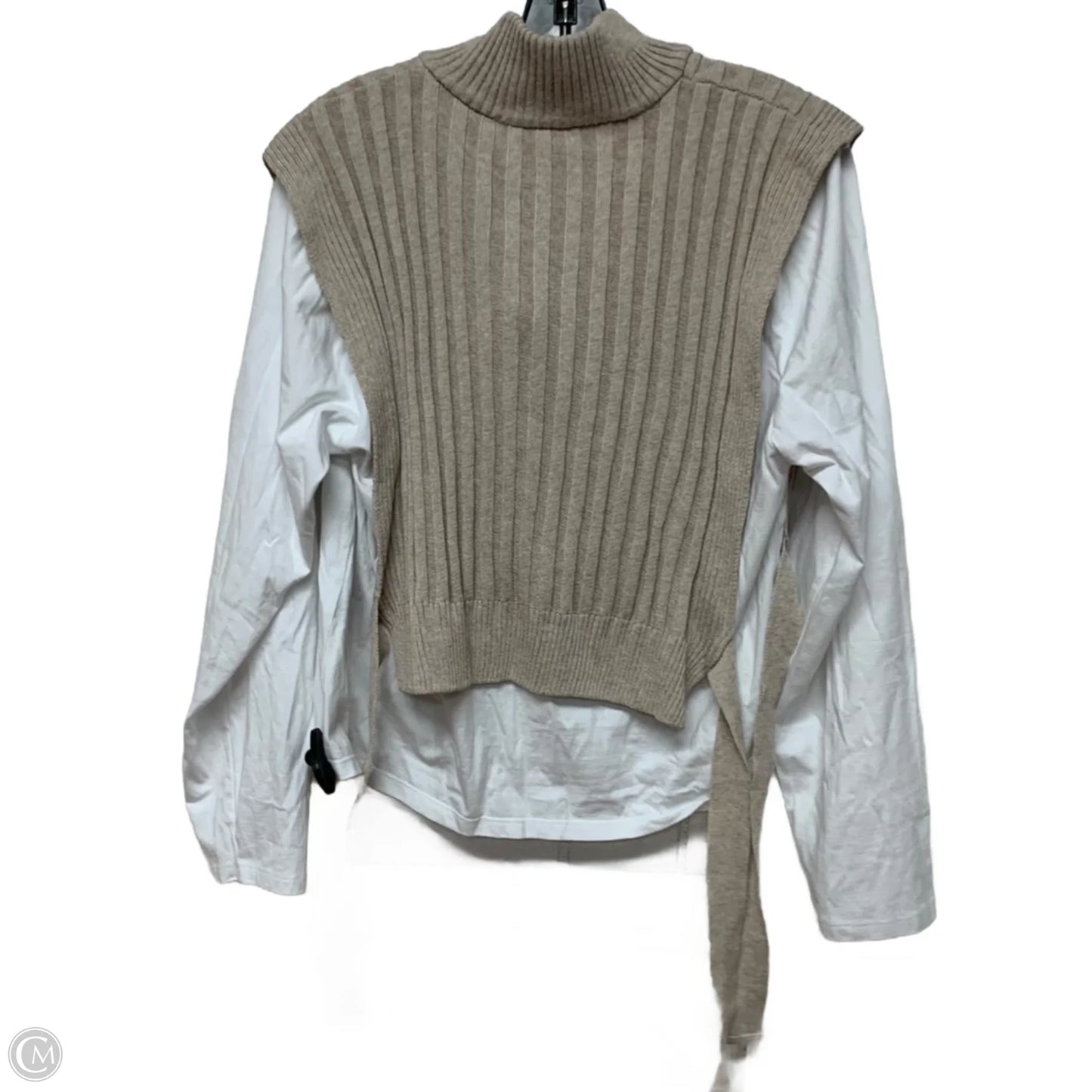 Top Long Sleeve By Zara In Brown & White, Size: L