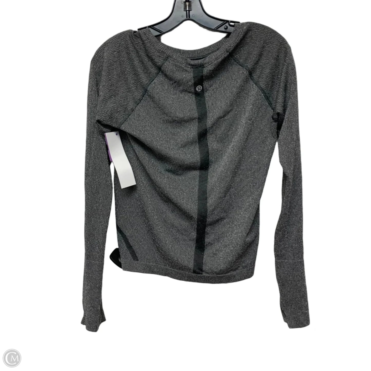 Athletic Top Long Sleeve Crewneck By Lululemon In Black & Silver, Size: M