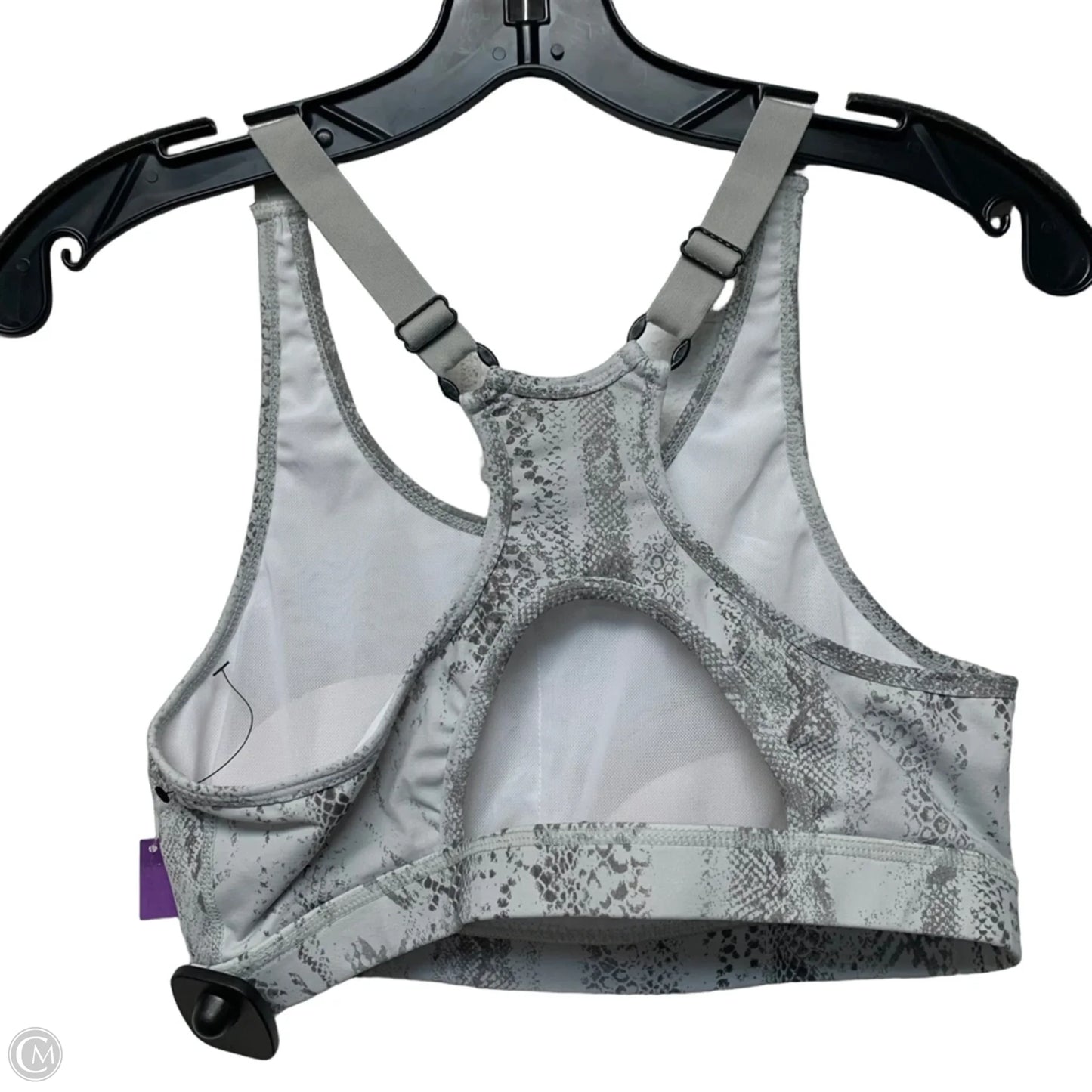 Athletic Bra By Mono B In Grey & White, Size: L