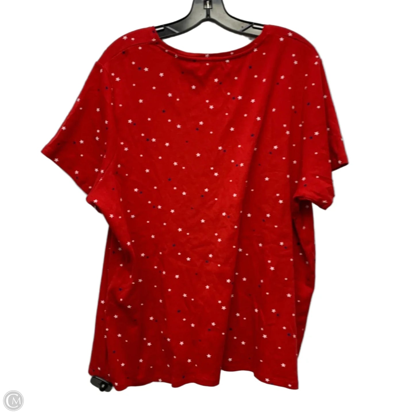 Top Short Sleeve By Croft And Barrow In Blue Red & White, Size: 1x