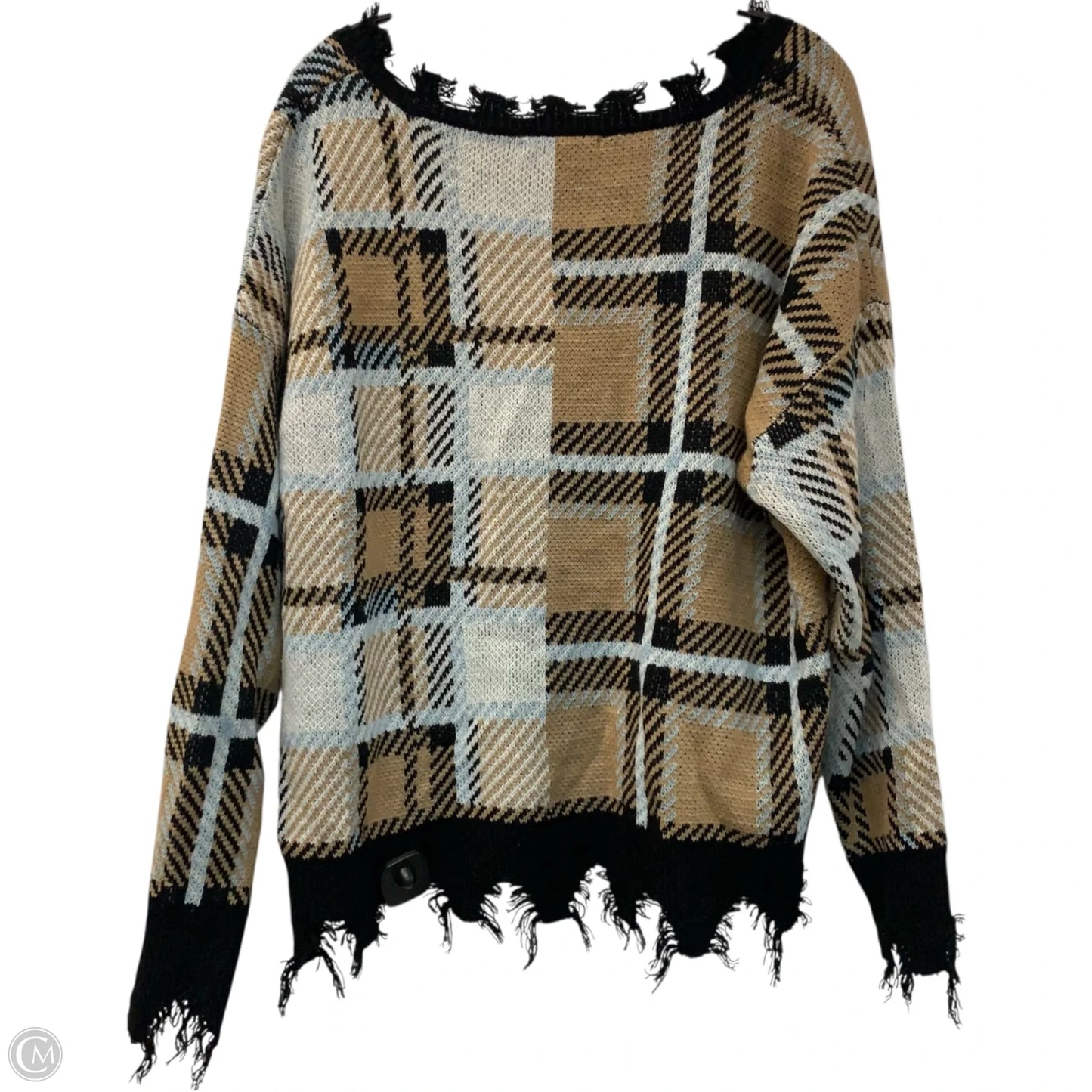 Sweater Cardigan By Trendy Threads In Black & Brown, Size: 3x