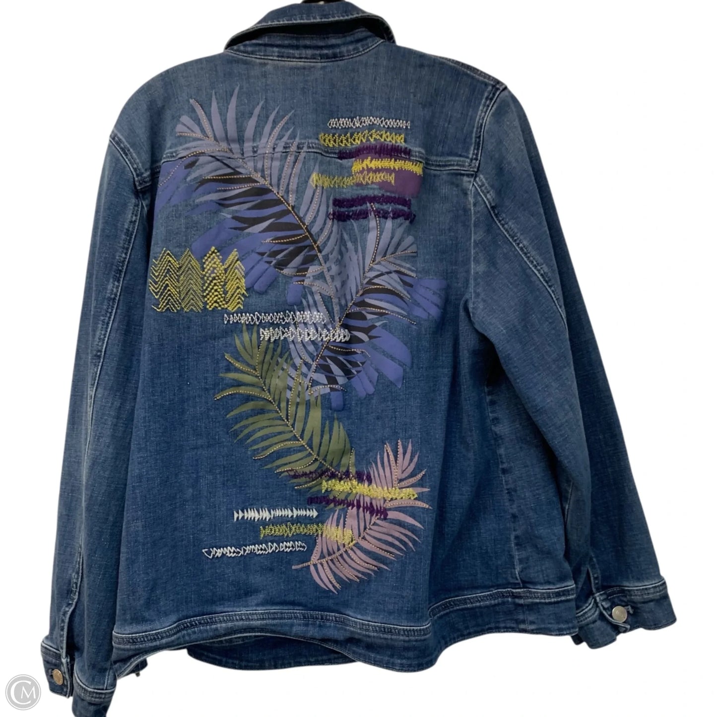 Jacket Denim By Chicos In Blue Denim, Size: Xl