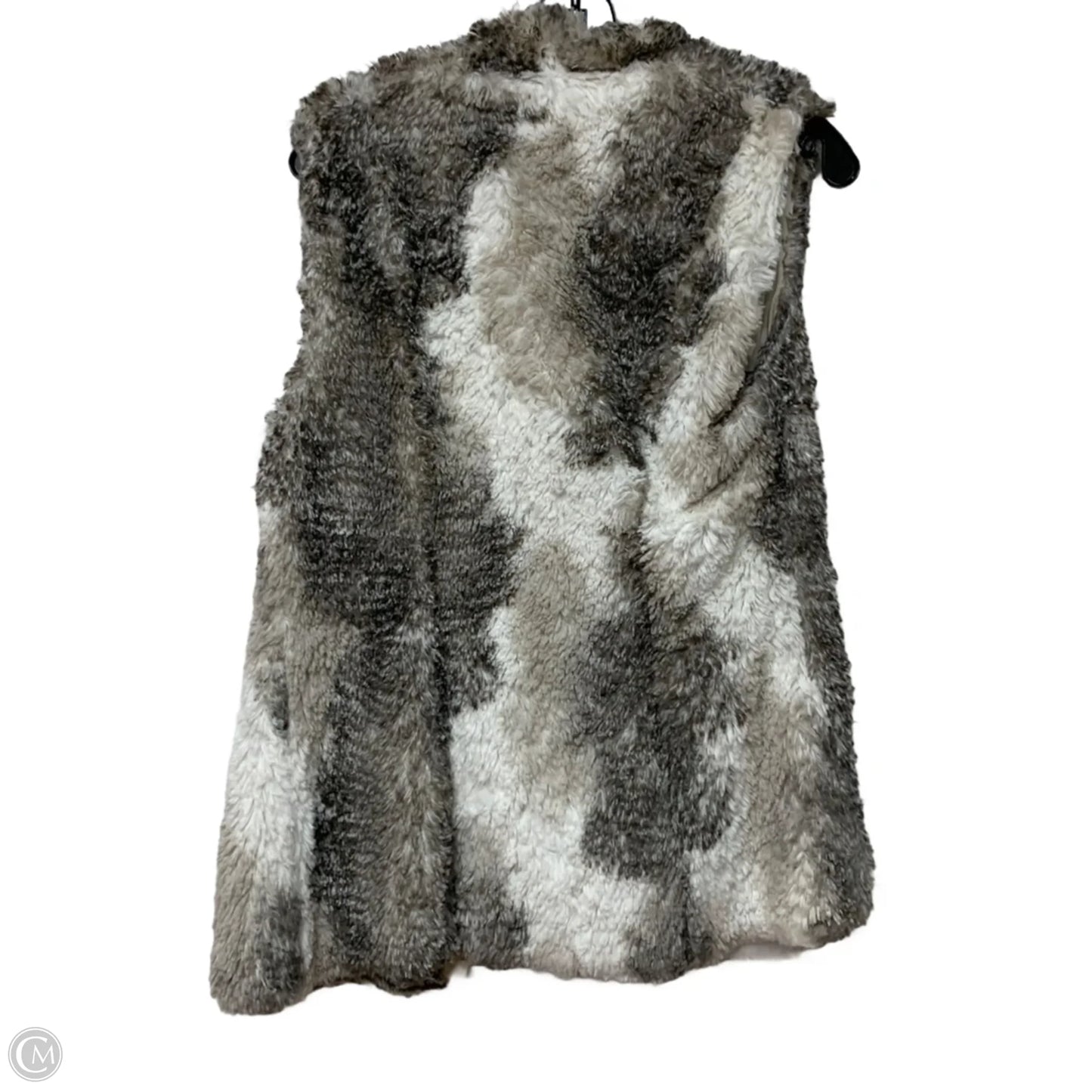 Vest Faux Fur & Sherpa By Cabi In Grey & White, Size: S