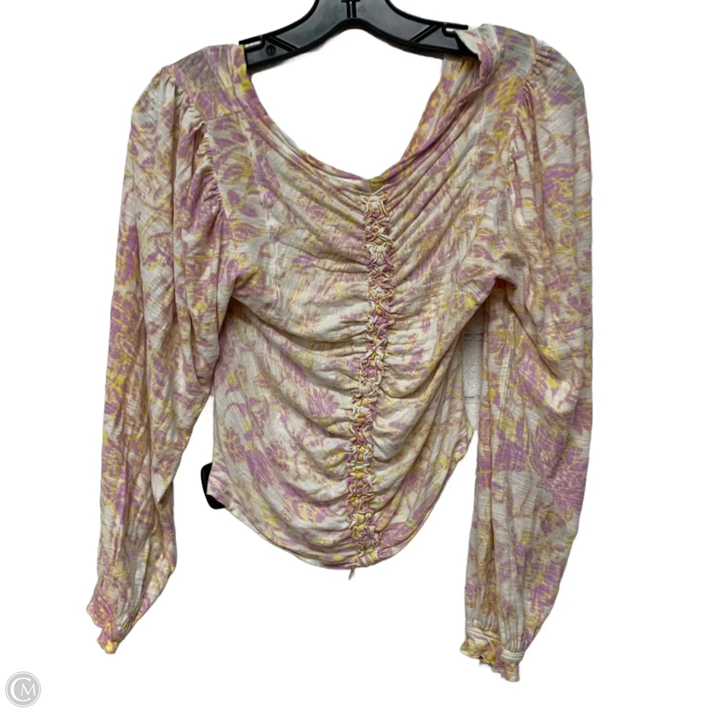 Top Long Sleeve By Free People In Cream & Pink, Size: Xs