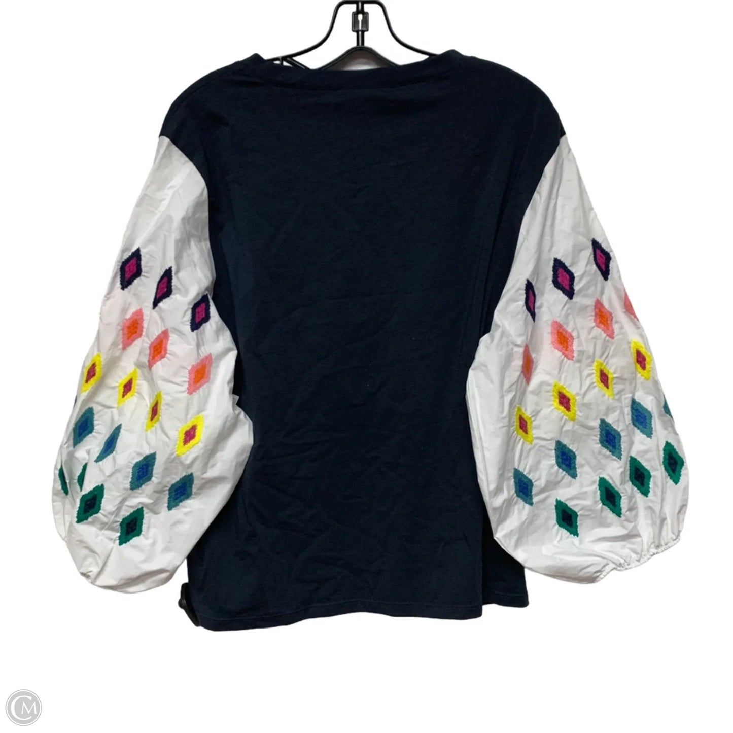 Top Long Sleeve By Vilagallo In Blue & White, Size: L