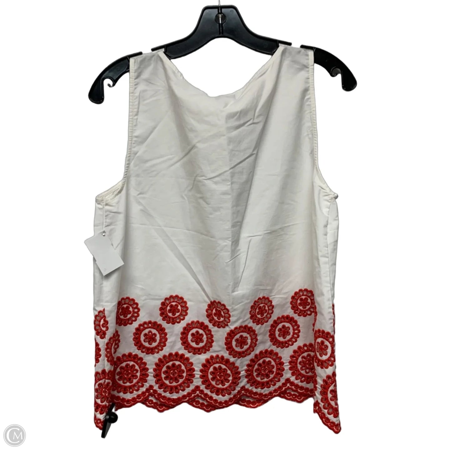 Top Sleeveless By Cece In Orange & White, Size: M