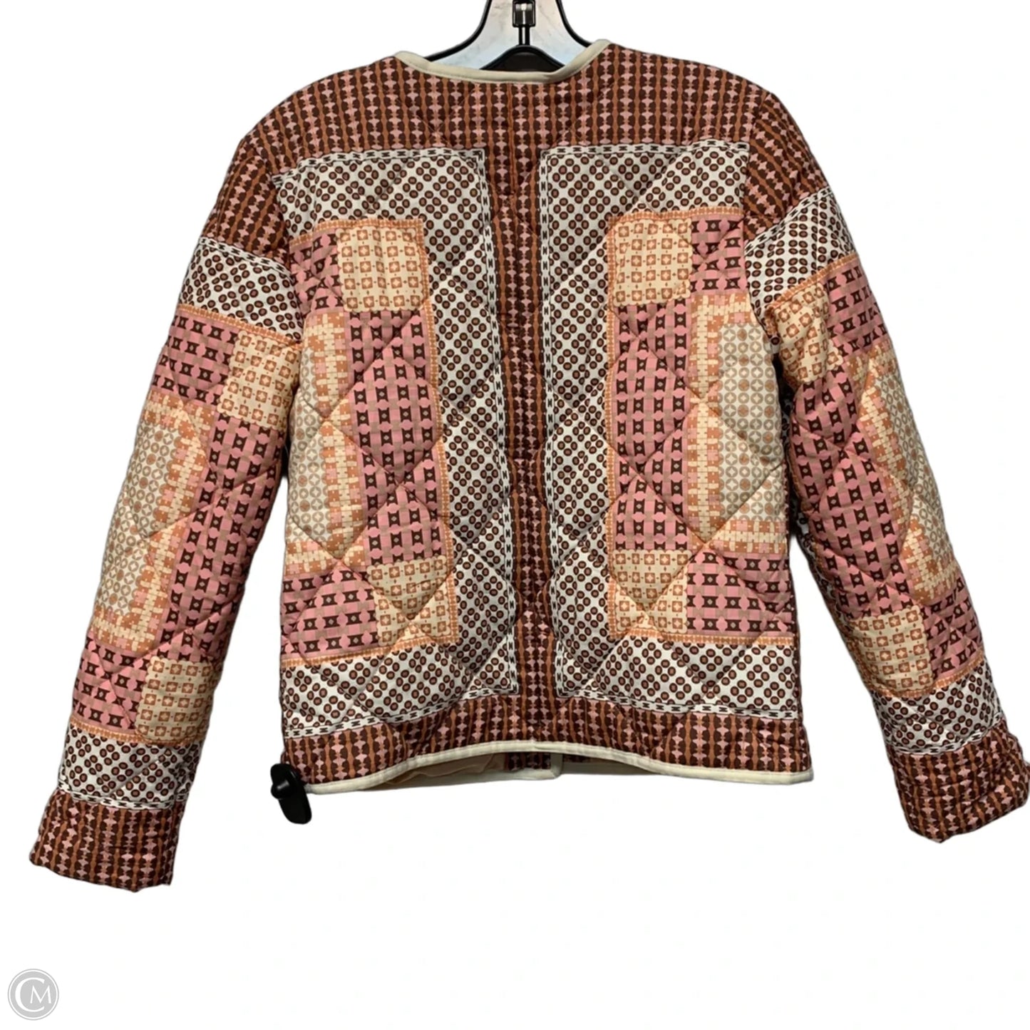 Jacket Puffer & Quilted By Anthropologie In Cream & Orange, Size: S