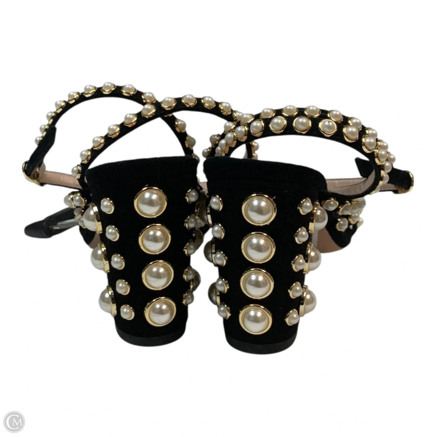 Sandals Designer By Stuart Weitzman In Black & Cream, Size: 8.5