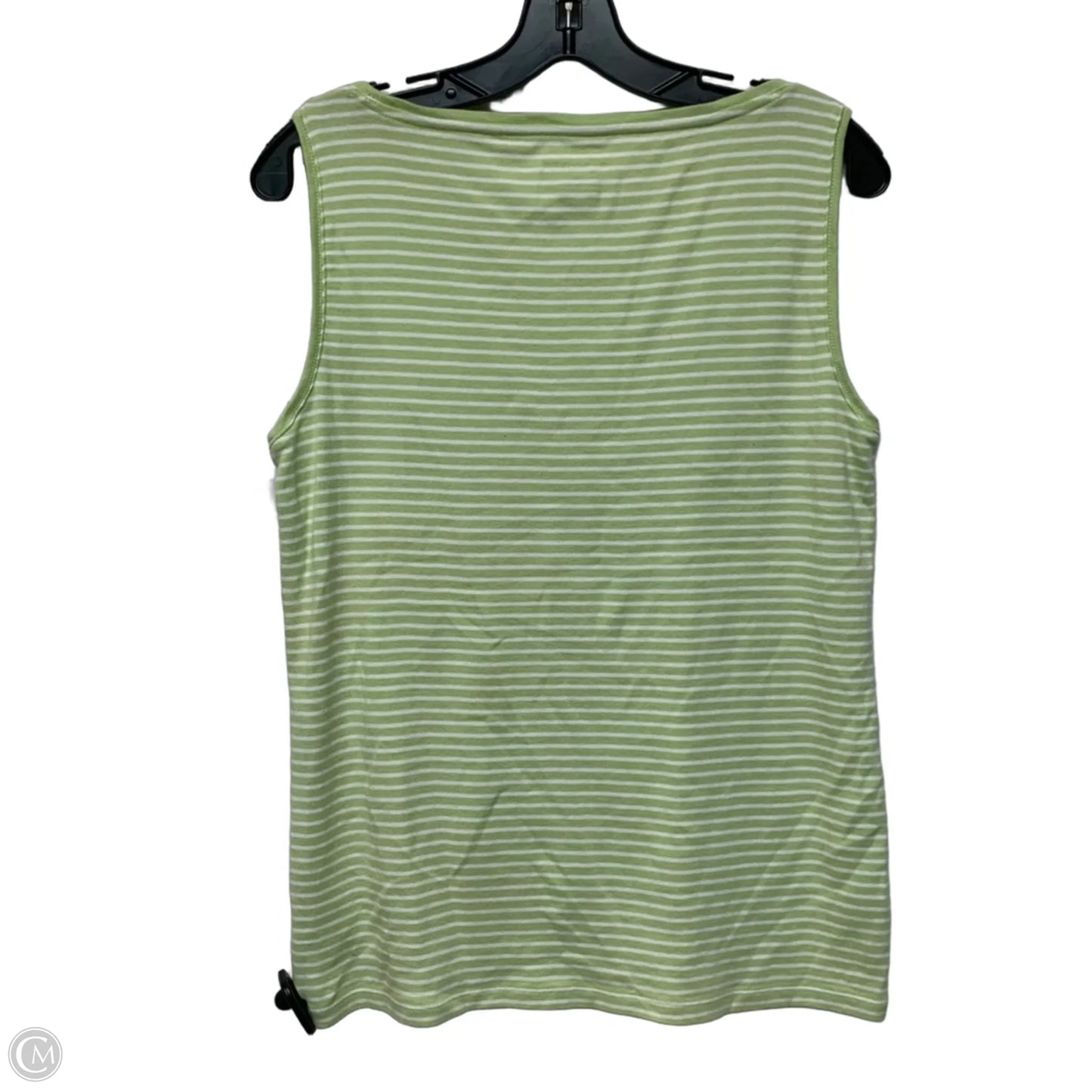 Top Sleeveless By Talbots In Green & White, Size: L