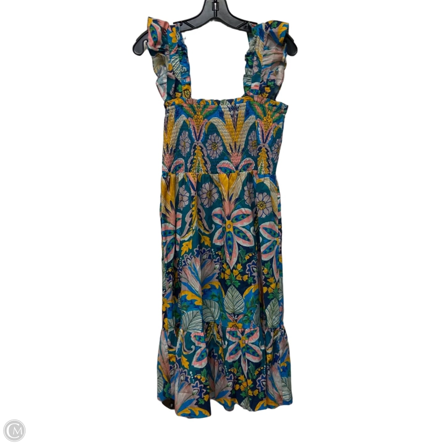Dress Casual Midi By Nanette Lepore In Blue & Yellow, Size: L