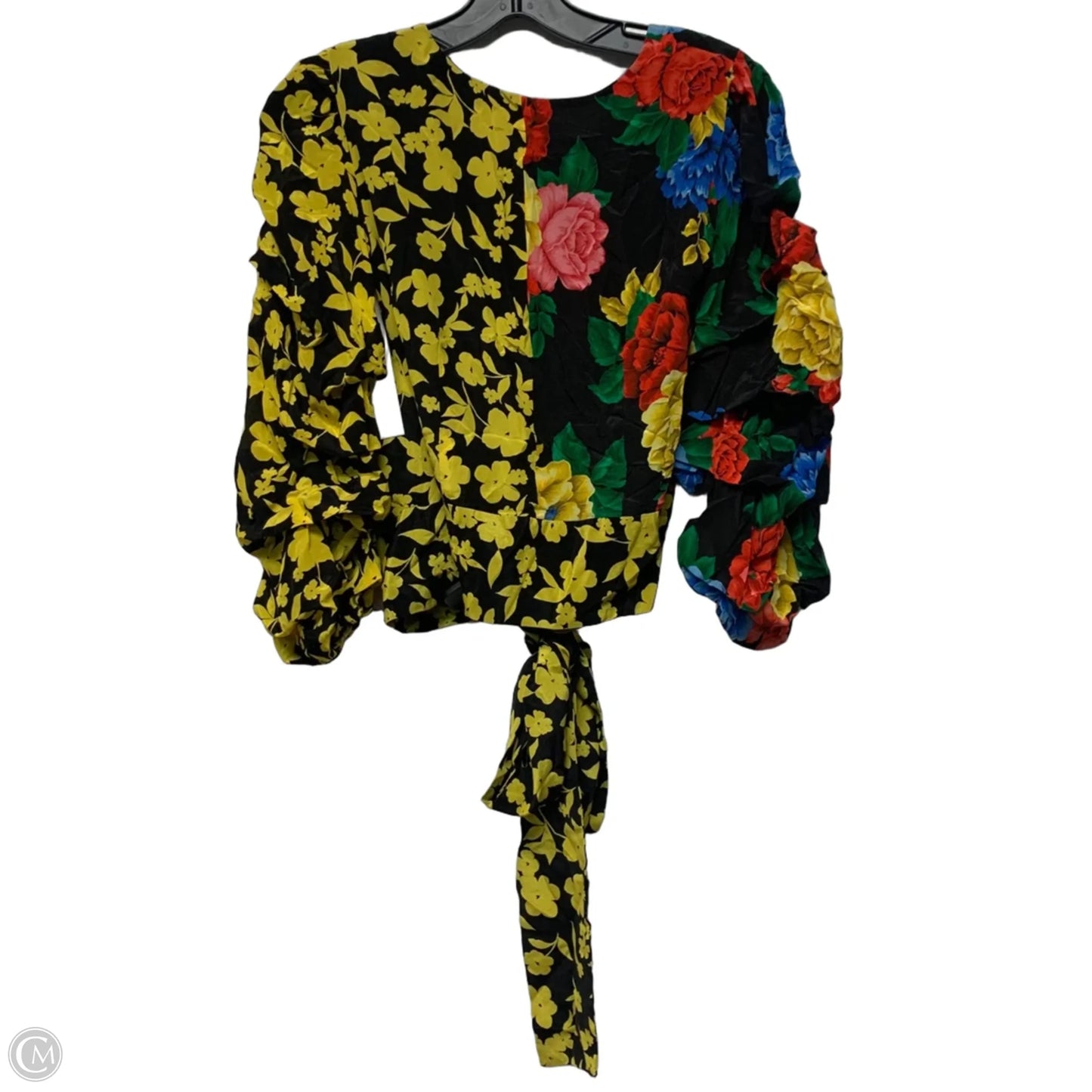 Top Short Sleeve Designer By Alice + Olivia In Black & Yellow, Size: Xs