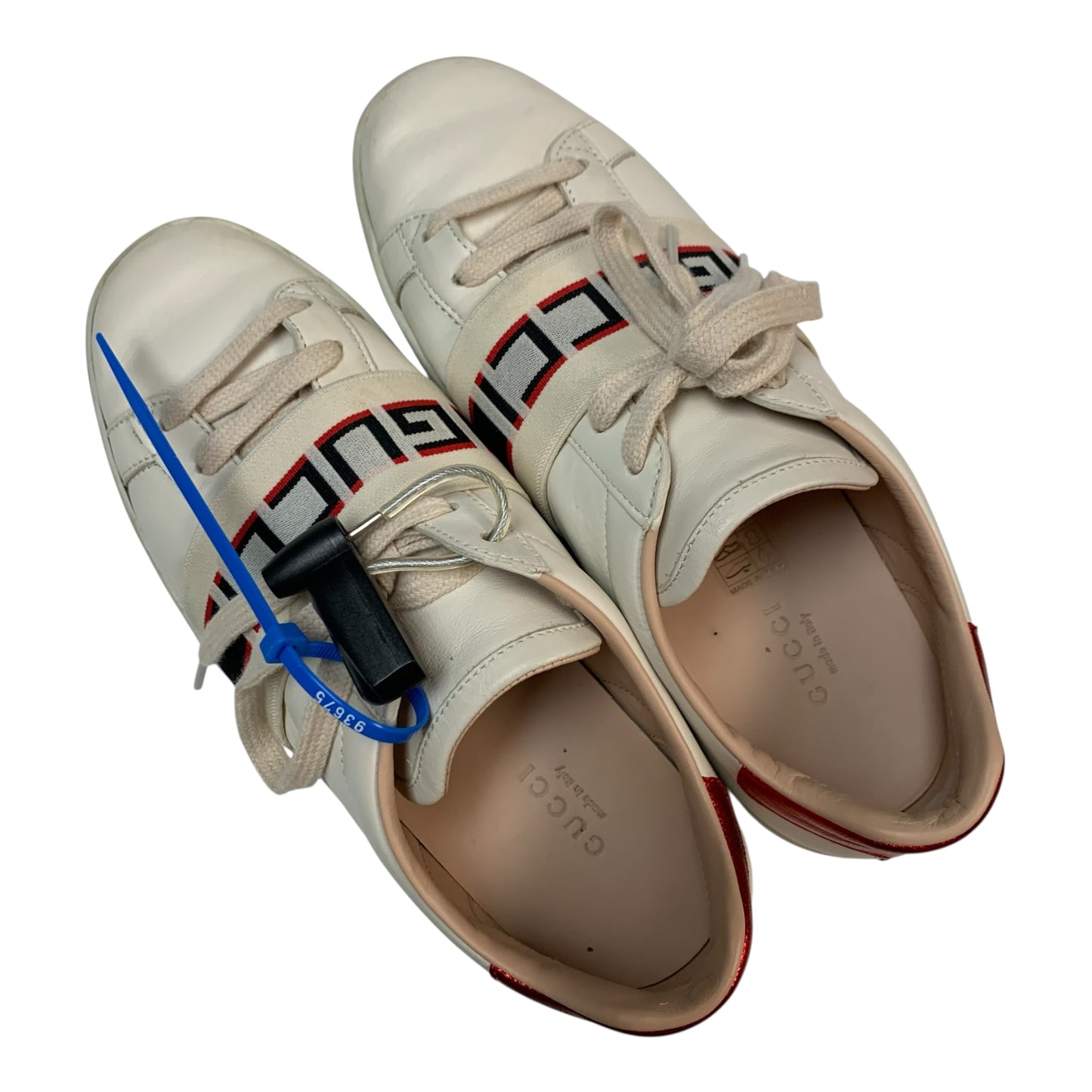 Shoes Luxury Designer By Gucci In Red & White, Size: 6