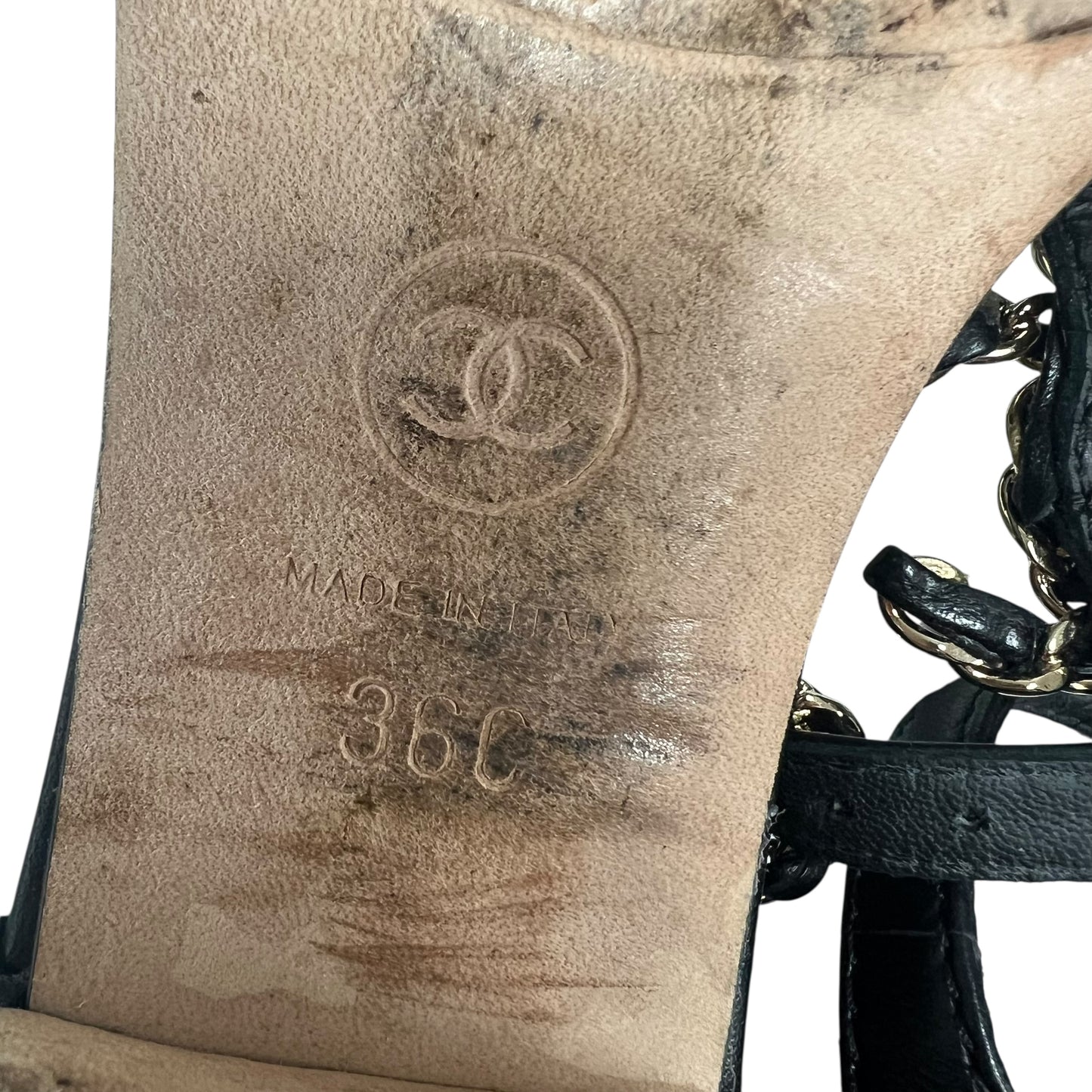 Sandals Luxury Designer By Chanel In Black, Size: 6