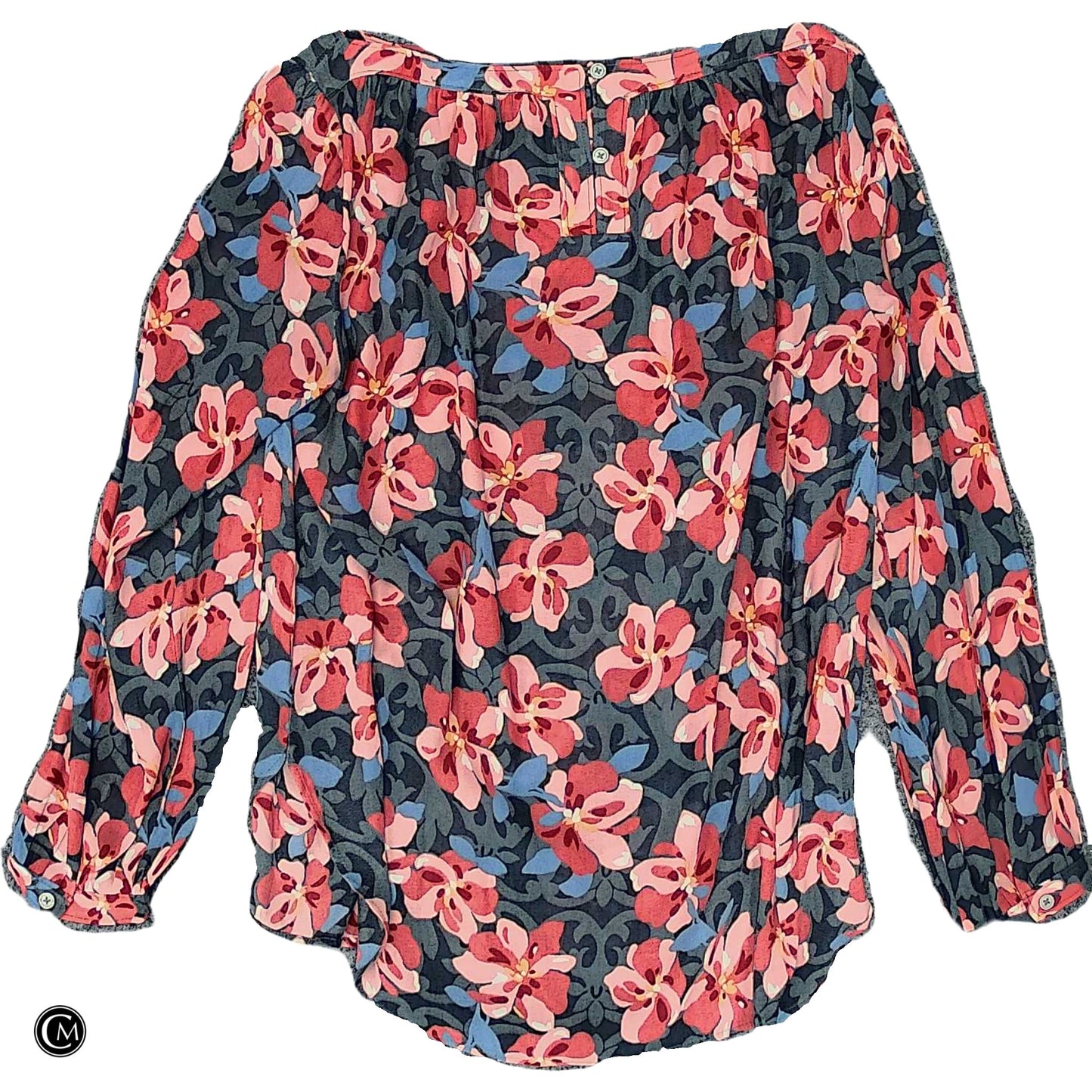 Blouse Ls By Loft In Grey & Pink, Size: Mp image 1