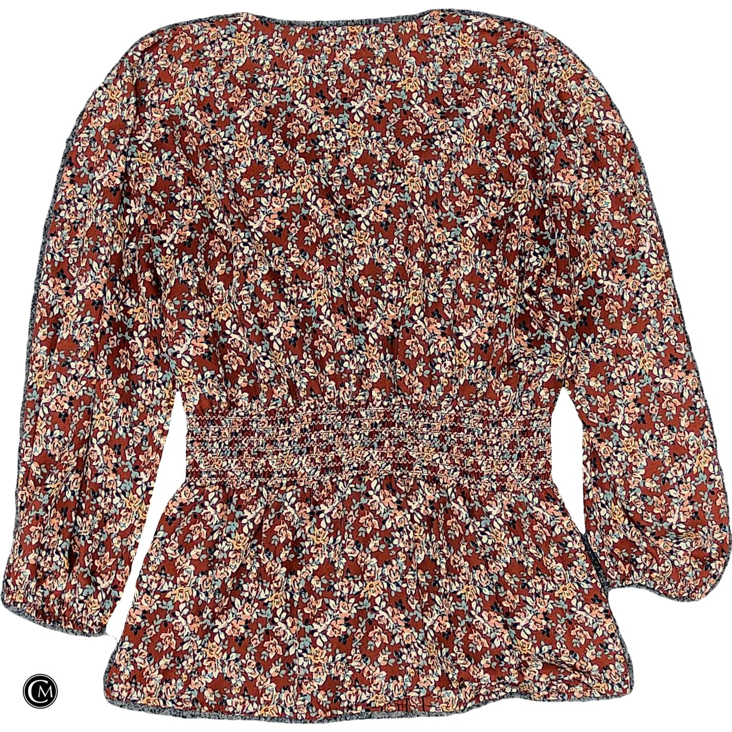Blouse Ls By Max Studio In Blue & Orange, Size: L image 2