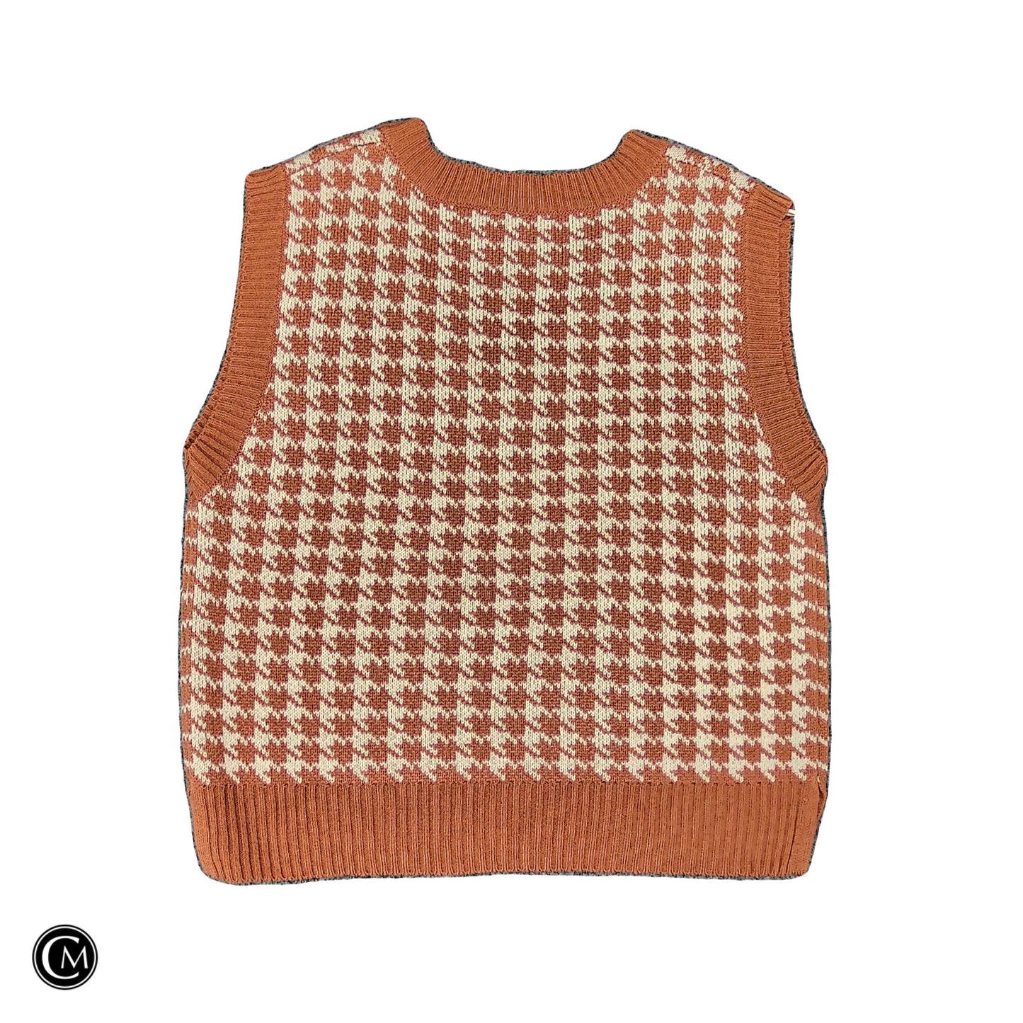 Vest Sweater By Double Zero In Orange & White, Size: L image 2