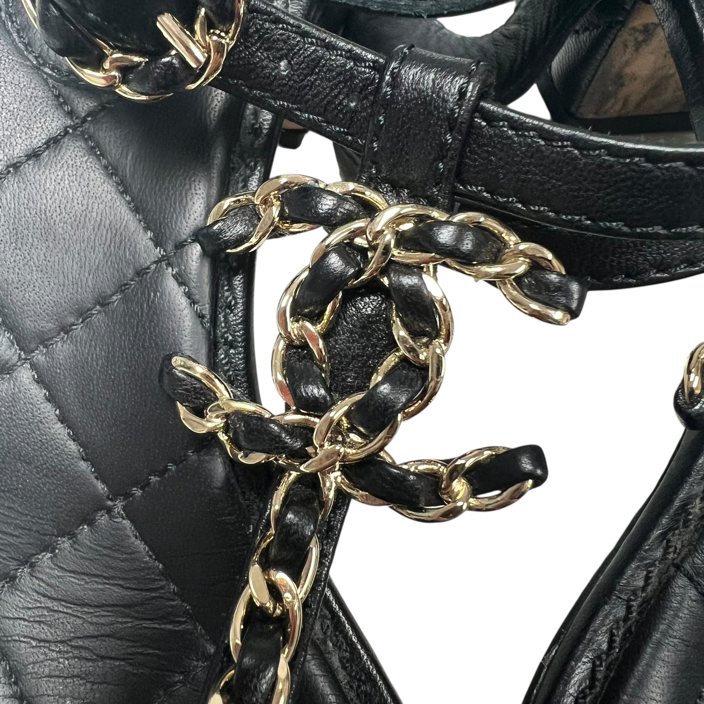 Sandals Luxury Designer By Chanel In Black, Size: 6