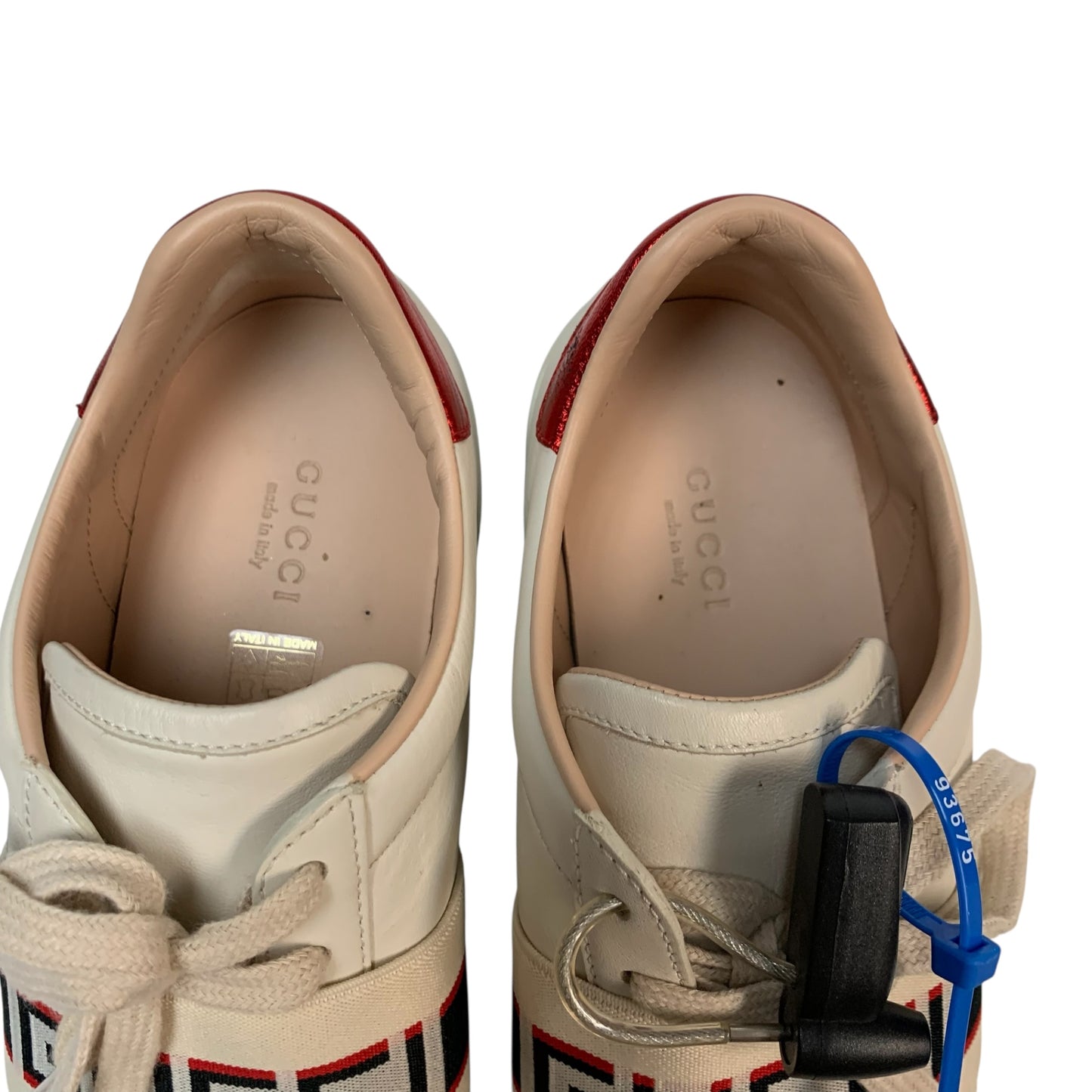 Shoes Luxury Designer By Gucci In Red & White, Size: 6