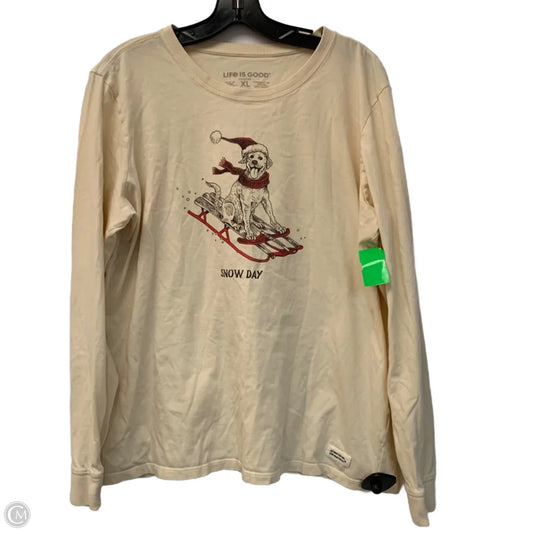 Top Long Sleeve By Life Is Good In Tan, Size: Xl