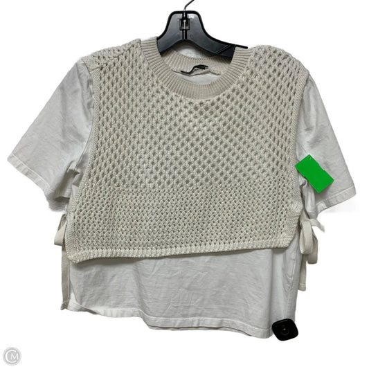 Top Short Sleeve By Zara In White, Size: S
