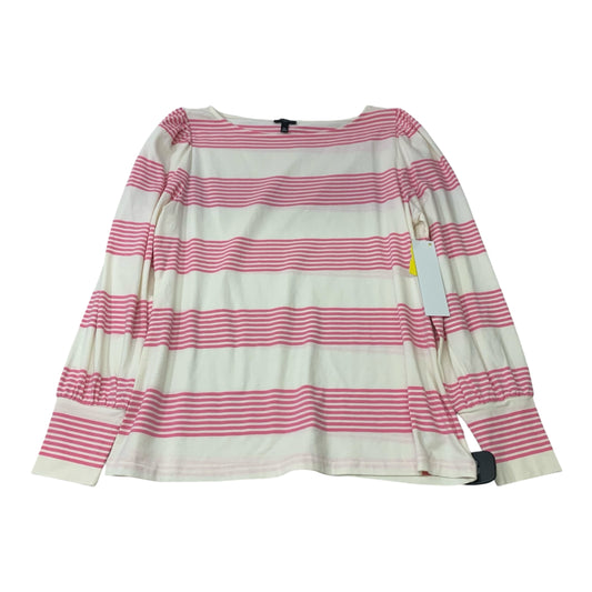 Top Long Sleeve By Talbots In Pink & White, Size: Petite L