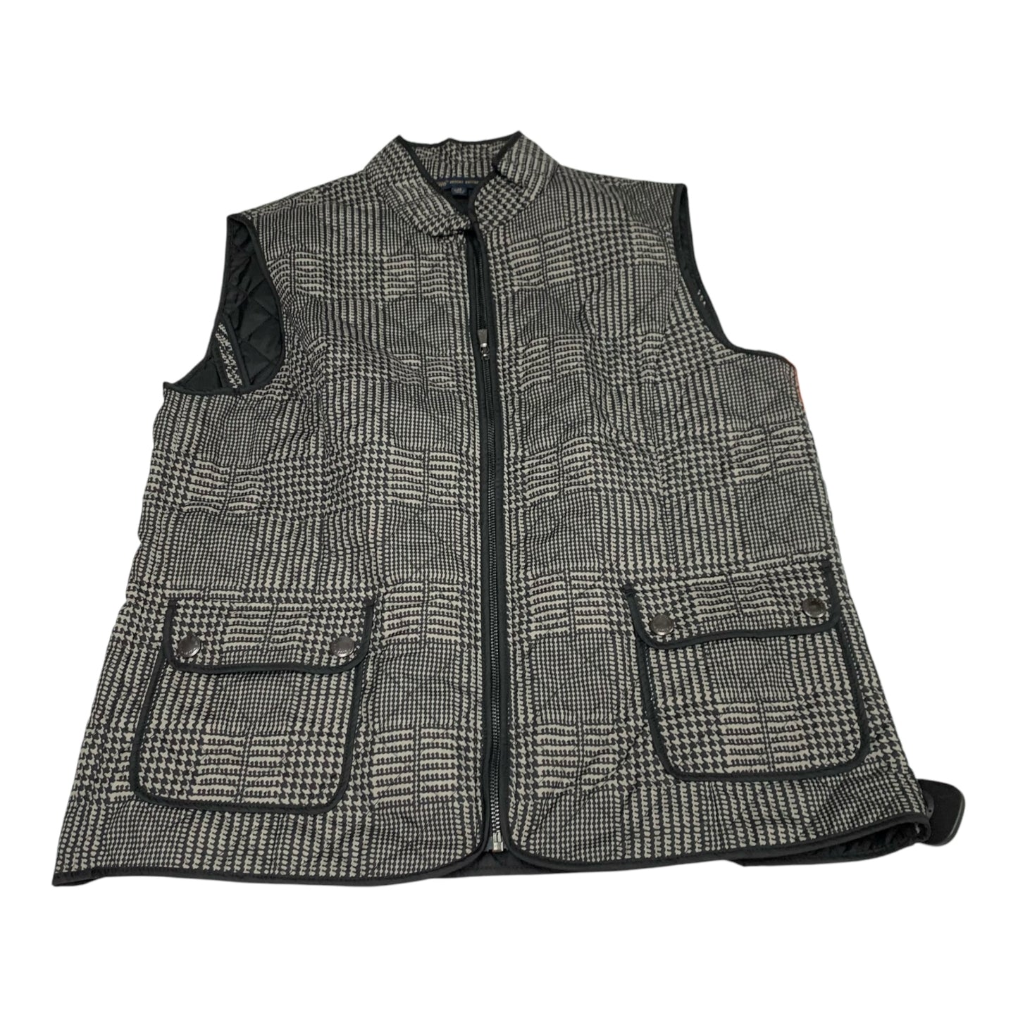 Vest Puffer & Quilted By Brooks Brothers In Black & Grey, Size: L