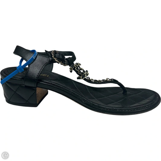 Sandals Luxury Designer By Chanel In Black, Size: 6