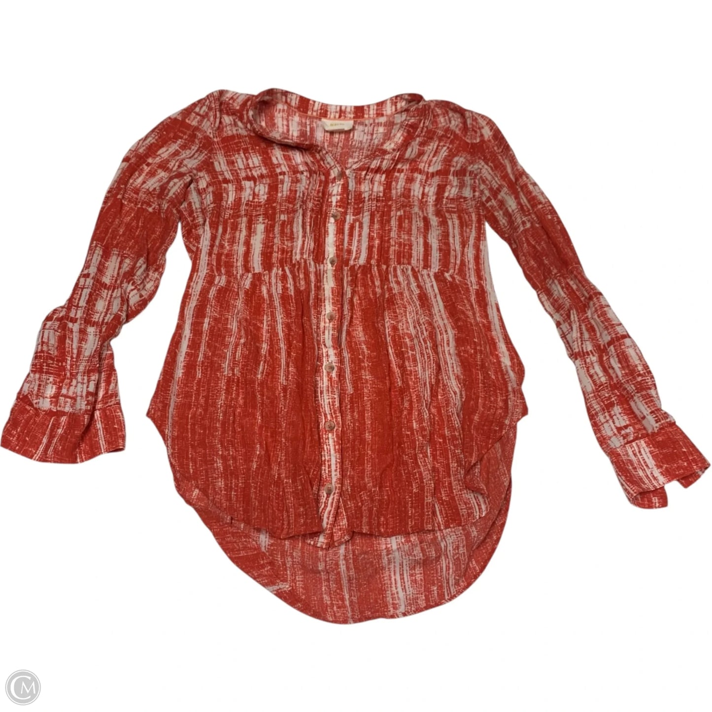 Top Long Sleeve By Maeve In Orange & White, Size: S