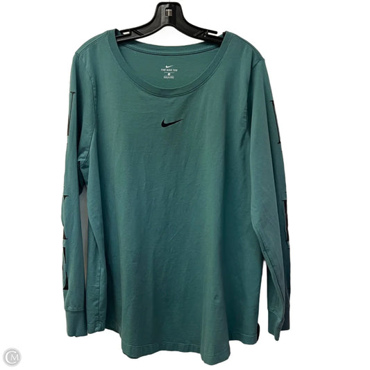 Athletic Top Long Sleeve Crewneck By Nike Apparel In Teal, Size: 1x
