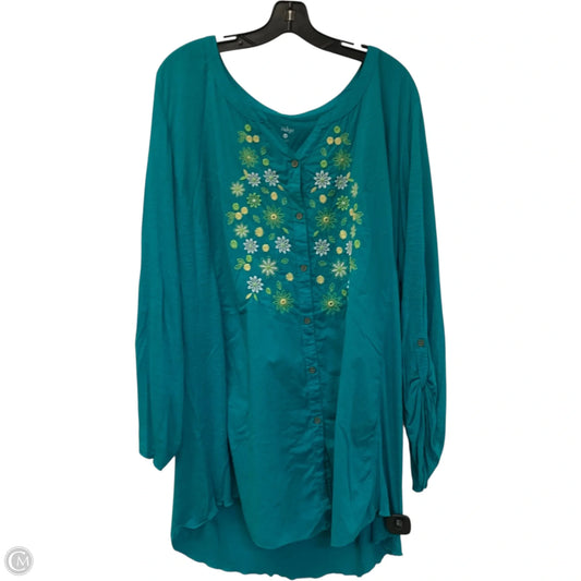 Tunic Long Sleeve By Indigo In Aqua, Size: 3x