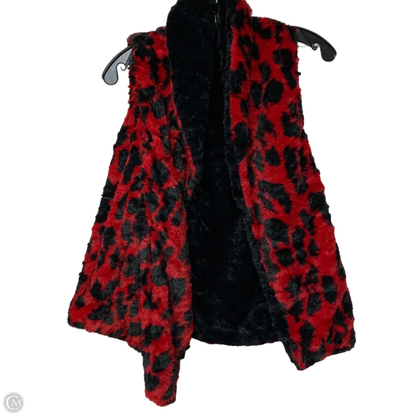 Vest Faux Fur & Sherpa By Onque In Black & Red, Size: M