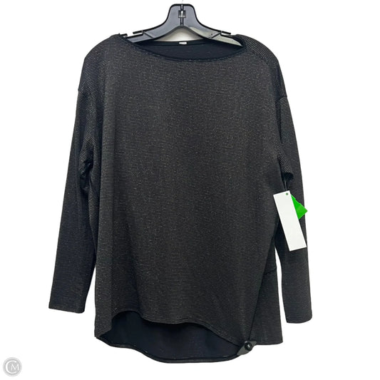 Athletic Top Long Sleeve Crewneck By Lululemon In Black & Gold, Size: L
