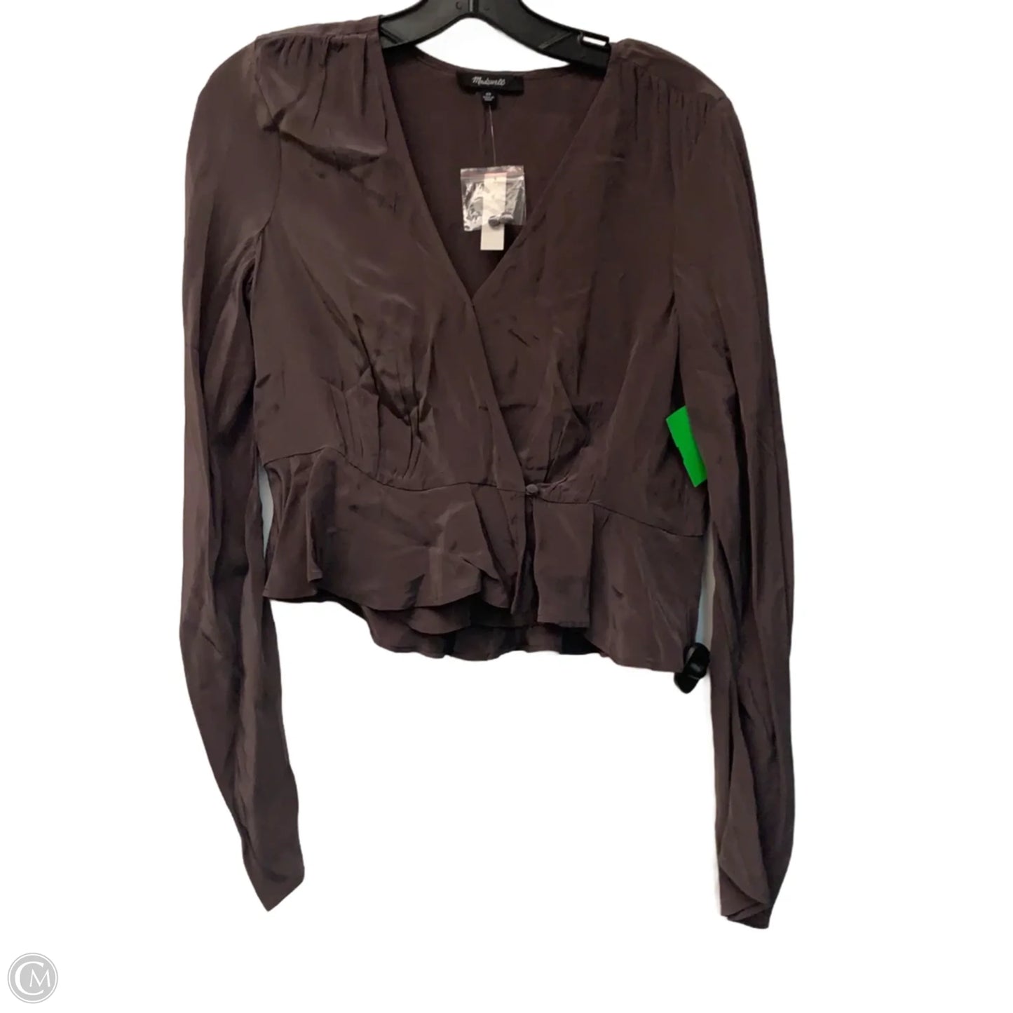 Blouse Long Sleeve By Madewell In Grey, Size: Xxs