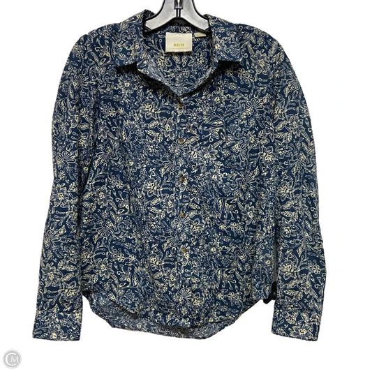 Top Long Sleeve By Maeve In Blue & Cream, Size: Xs
